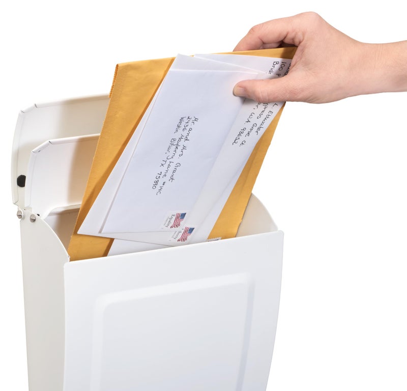 Architectural Mailboxes Aspenâ„¢ Locking, Vertical Wall-Mounted Mailbox for Outside, Modern Metal Galvanized Steel Small Mail Box with Lock and Key Drop Box, White - Image 3